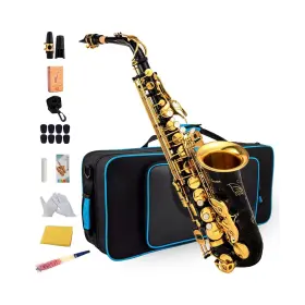 As-500bg Aisiweier Black/gold Keys E Flat Alto Saxophone Brass Engraved Eb E-flat Natural White