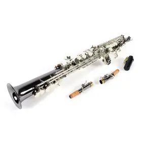 Asps-450 Allora 197881421038 Vienna Straight Soprano Sax Black Nickel Body Ob