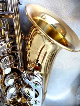 Mja080035 Antigua 2150 Inch Vosi Gold/silver Alto Sax Without Rig. Case And Yamaha 4c Mpc.- Awesome