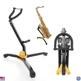 Lwpgm93ncv Brand Gonioa Adjustable Folding Saxophone Stand For Alto And Tenor - Sturdy Metal Portable Rack