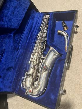 Buescher 171344 True Tone Silver Alto Saxophone Eb Hand Engraved With Case Neck
