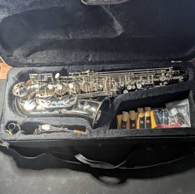 Cecilio As-280n 2series Nickel Plated Eb Alto Saxophone Mouthpiece Neck No Strap Tarnish