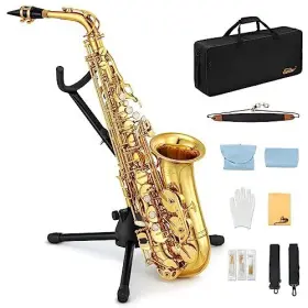 Eastar 747356961561 As- Student Alto Saxophone E Flat Gold Lacquer Beginner Sax Full