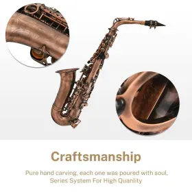 Eastar 747356963985 Alto Saxophone Antique Red Bronze Vintage Sax Eb E-flat Full Kit With Case