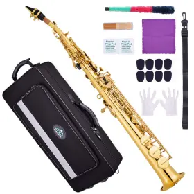 Eastrock 714453965013 Bb Soprano Saxophone Straight Gold Laquer Sax Instruments For Beginn