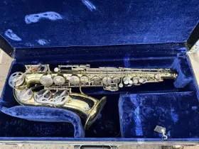 23986 Evette Alto Saxophone Eb Brass Lacquered Hand Engraved Mother Of Pearl Case Set