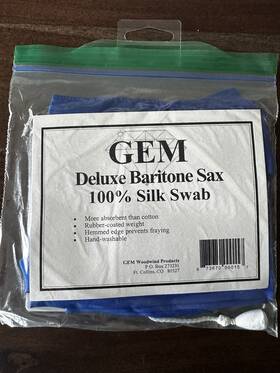 Gem 873670000157 Deluxe Baritone Saxophone Silk Swab Blue Brand New