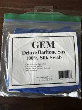 Gem 873670000157 Deluxe Baritone Saxophone Silk Swab Blue Brand New