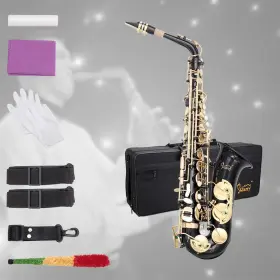 Glarry 611890868931 Student Alto Eb E-flat Sax Saxophone Gold Lacquer Beginners Kit With Case