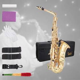 Glarry 680811509505 Student Alto Eb E-flat Sax Saxophone Gold Lacquer Gold-standard