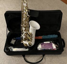 Glory B00oet2k2y White Laquer E-flat Alto Saxophone Reeds Pads Case Straps Care Kit