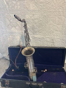 H.n. White 116255 Vintage H.n. Saxophone Silver-plated Engraved With Case 1920-1930 S