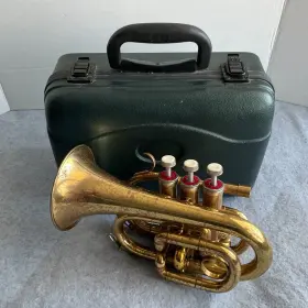 Pt180 Jean Baptiste Pocket Trumpet Lpto Brass With Mouthpiece Mute In Hard Case