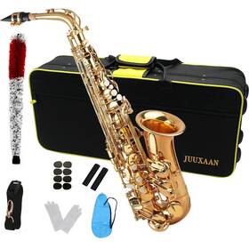 Juuxaan 700306940917 Alto Saxophone Eb Beginner Includes Brush Canvas Suitcase Glove Whi