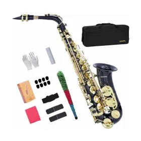 Kayata 732322183771 Eb Alto Saxophone With F# Key Canvas Case Gloves Reeds Carekit Bla