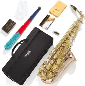Mendini By Cecilio 847848018299 Lacquered Alto Saxophone Kit With Case And Tuner - Rose Gold