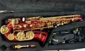 Mendini By Cecilio Mas-rl 92d Pb Eb Alto Saxophone With Case Tuner Mouthpiece - Red
