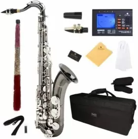 Mendini By Cecilio Mts-bnn 92d Tenor Saxophone L B Flat Case Tuner And Mouthpiece - Black With Nickel