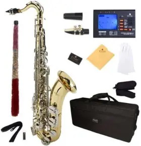 Mendini By Cecilio Mts-ln 92d B Flat Tenor Saxophone With Case Tuner And Mouthpiece - Gold Nickel Keys