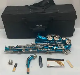 Mendini Mas-sb 92d Pb By Cecilio Eb Alto Saxophone With Case And Mouthpiece - Sky Blue Flawless