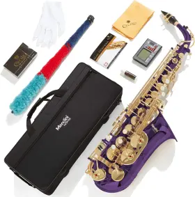 Maspl92dpb Mendini By Cecilio Eb Alto Saxophone - Case Tuner Mouthpiece 10 Reeds Purple