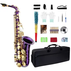 Meperg 647348890339 Eb Alto Saxophone - Beginner To Pro Student And Adult Purple Finish