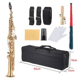 Noenname Null Sdss-2003 Golden Brass Bb Soprano Saxophone With Natural Key Carve And Carrying Case