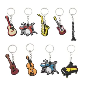 Yy2194 Noiafzy 9pcs Creative Mini Musical Instrument Keychain Cute Silicone Guitar Piano Sax