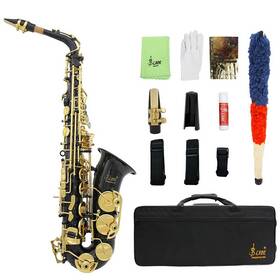 Ntud 080541303228 Alto Soprano Saxophone Brass Gold Lacquered Eb Sax Woodwind Instrument Set