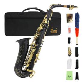 Ntud 080541932008 Professional Alto Soprano Saxophone Brass Gold Lacquered Eb Sax Woodwind Set