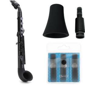 Nuvo N520jbbkbun4 Jsax With Straight Bell Neck And 1.0 Strength Synthetic Reeds- Black