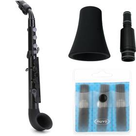 Nuvo N520jbbkbun6 Jsax With Straight Bell Neck And 2.0 Strength Synthetic Reeds- Black