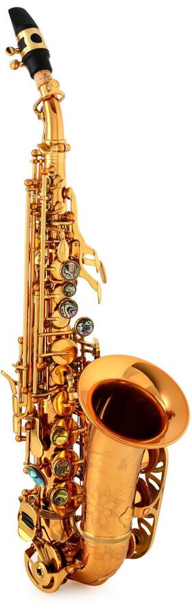 P. Mauriat 847709003556 P. System 76 Curved Soprano Saxophone - Gold Lacquer