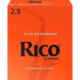 Rico 046716100924 Alto Saxophone Reeds Box Of 10 Strength 2.5 Rico 046716100924 Alto Saxophone Reeds Box Of 10 Strength 2.5