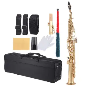 Taruor 750740729579 Soprano Sax Saxophone Bb B Flat Woodwind Instrument Shell Key Carve Pattern