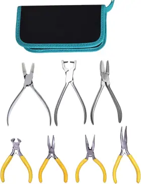 T0921 Tuoren 7pieces Woodwind Instrument Repair Spring Needle Removing Pliers Kit Silver