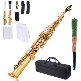 Uimoso Jass 301 B Flat Gold Brass Soprano Saxophone With Case Straps And Mouthpiece
