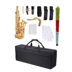 Uimoso Jtas 401 Brass Tenorb Flat Saxophone Starter Set With Case Straps And Mouthpiece