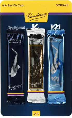 B09c6hrms6 Vandoren Alto Saxophone Mix Card Reeds 1 Each Traditional V12 V21 2.5