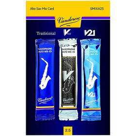 Vandoren Smixa25 Alto Saxophone Mix Card Includes 1 Each Traditional V12 And V21 2.5