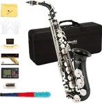 Mendini Eb Alto Saxophone - Case, Tuner, Mouthpiece, 10 Reeds Black & Nickel Open. Price: $185.99.