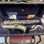 Vtg Martin Low Pitch Melody Saxophone Silver Plate Case Elkhart Indiana. Price: $249.99.