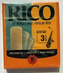 Box Rico Alto Saxophone Reeds, Strength 3.5, 10-PACK New Unopened Orange. Price: $16.00.