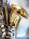 Antigua 2150 "vosi" Gold/silver Alto Sax W/orig. Case & Yamaha 4C Mpc.- Awesome! Used. Price: $525.00.