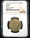 Blanc (1425-1450) Rouen Henri Vi King Of The Franks England AU55 Ngc Rare Unspecified. Price: $492.00.