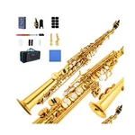 Soprano Saxophone Bb Brass Lacquered Gold Body And Keys Woodwind Instrume... New. Price: $278.66.
