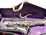 Vintage Buescher True Tone Silver Saxophone, Low Pitch Used. Price: $399.00.