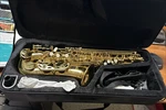 Glarry Alto Eb Saxophone Gold Hand Engraved Bell Decoration Used. Price: $150.00.