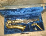 Buescher Aristocrat Alto Saxophone, Usa, Complete, Acceptable Condition Used. Price: $249.00.
