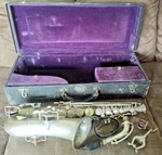 Very Nice 1923 Buescher True Tone Saxophone Elkhart Silver Plate Low Pitch &case. Price: $450.00.